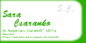 sara csaranko business card